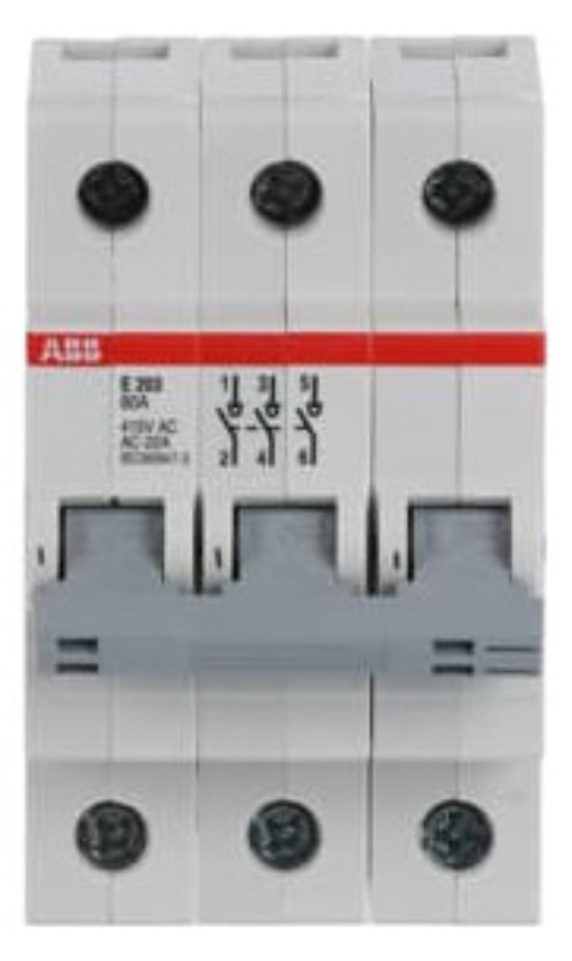 1St. ABB E203/80G Trennschalter 3P,80A,Schaltgriff grau Änderung Warenursprung + Gebrauchskat. 2CDE283001R1080