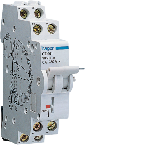 1St. Hager CZ001 Kontakt für FI-Schalter 2(1S+1Ö) 6A 240V