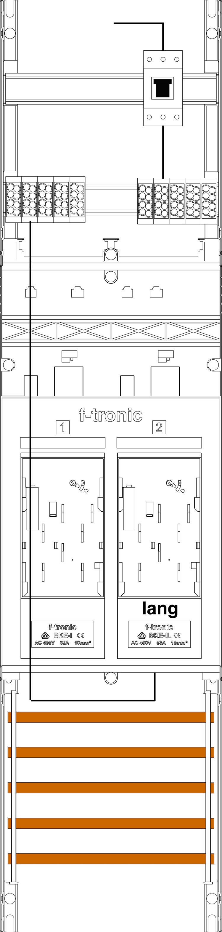 1St. F-Tronic E16-10-10L-PV Zählerfeld E16-10-10L-PV, 1-feldrig, H=1050mm, 2-eHZ, Kaskade, 1 HSP 7141030