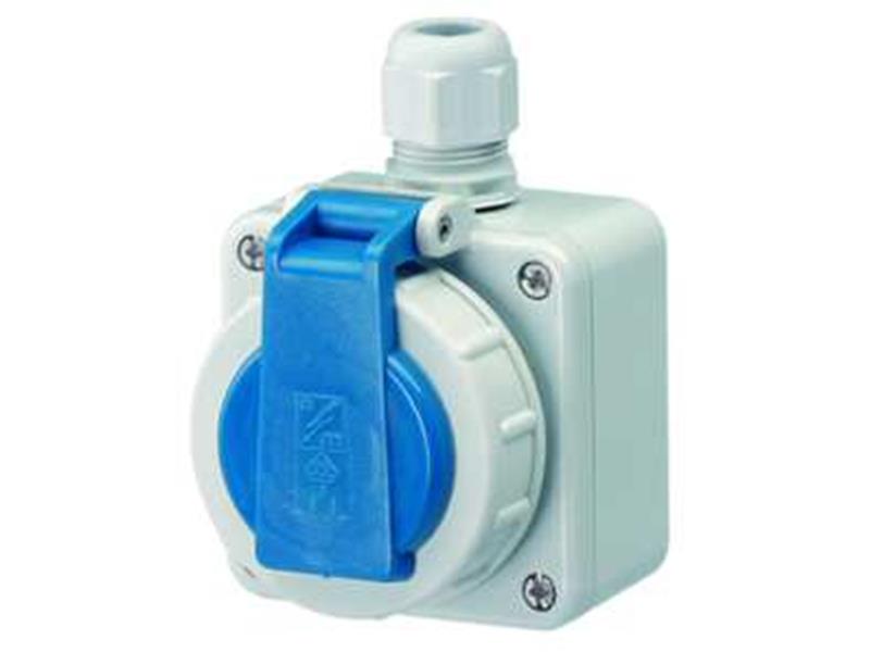 1St. Mennekes 10863 16A2P+E 230V 10863  Wanddose DWD AP blau