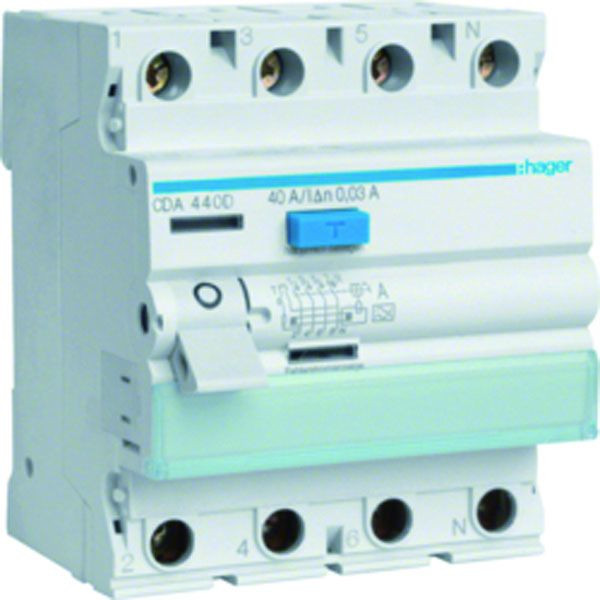 1St. Hager CDA440DY FI-Schalter 4P 6kA 40A 30mA TypA TK L1-N