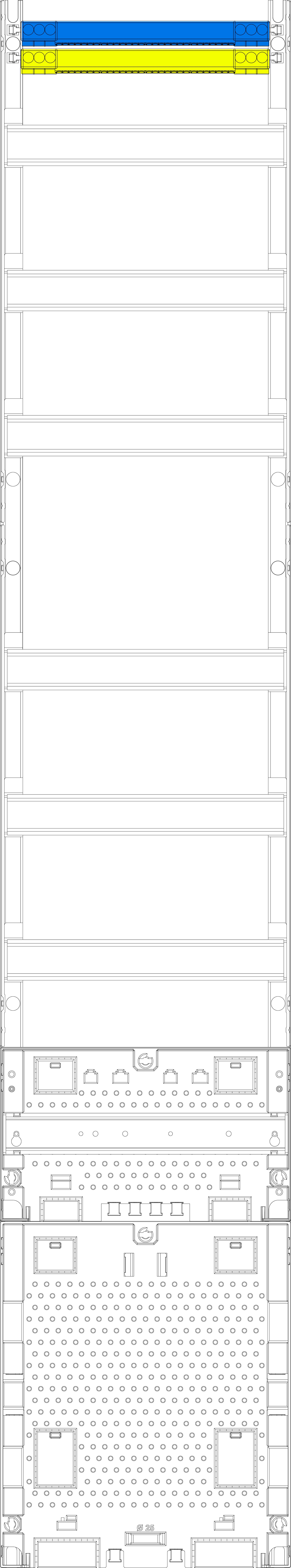 1St. F-Tronic V19APZORFZ Verteilerfeld V19APZORFZ, 1-feldrig, H=1350mm, 6-reihig, APZ-Platz ohne APL-Set, zRfZ 7143630