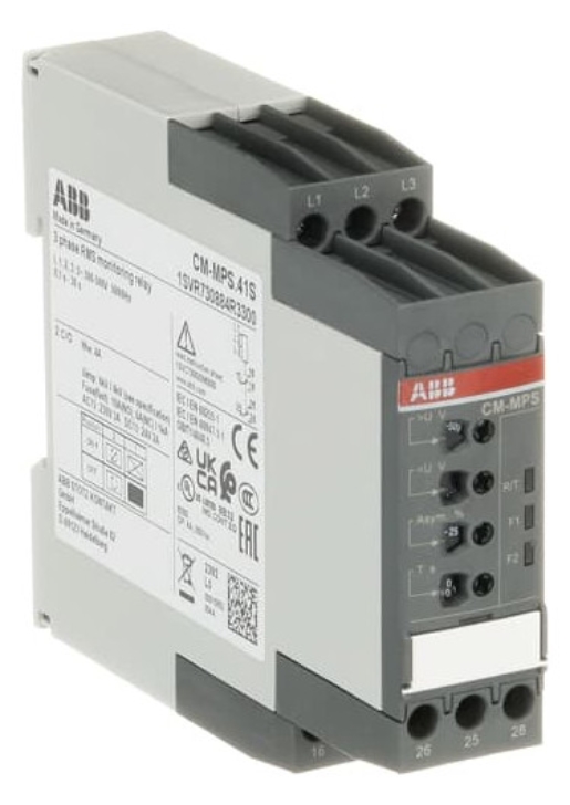 1St. ABB CM-MPS.41S Dreiphasenüberwachungsrelais 2We, 0,0,1-30s, L1-L2-L3=3x300-500VAC 1SVR730884R3300