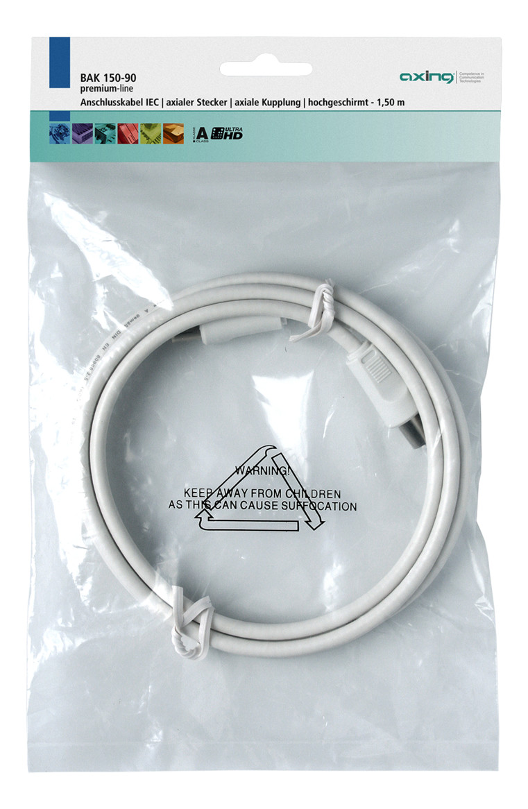 1St. Axing BAK15090 Anschlusskabel IEC KlasseA im Polybeutel