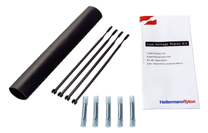 1St. Hellermann Tyton 380-04019 Kabel-Reparatur-Set LVRK-L 4:1 (24/6 mm), 1,5 - 2,5 mm², PO-X, mit Innenkleber, schwarz