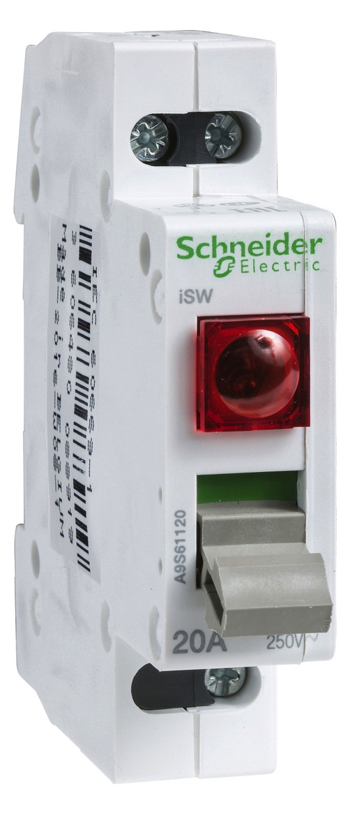 1St. Schneider Electric A9S61220 Lasttrennschalter iSW mit Leuchtmelder, 2P, 20A, 250V
