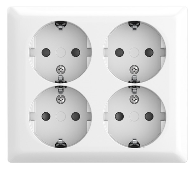 1St. Busch-Jaeger 404 EAB-524 4fach Steckdose SCHUKO Safety+ Aufputz alpinweiß 2TKA00005535