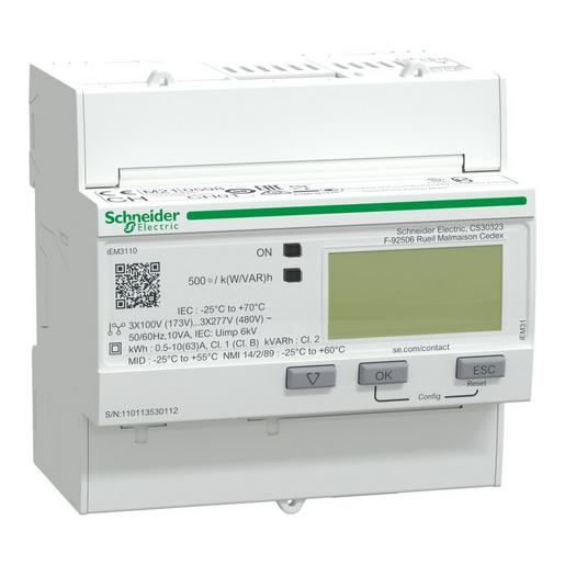 1St. Schneider Electric A9MEM3110 Energiezähler, 3-phasig, 63A, mit Teilzähler, S0-Impuls, MID konform