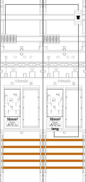 1St. F-Tronic ER26DS-16L-PV Zählerfeld ER26DS-16L-PV, 2-feldrig,H=1050mm,2-eHZ 16mm², mit DS, Kaskade, 1 HSP, 2 Res. 7141179