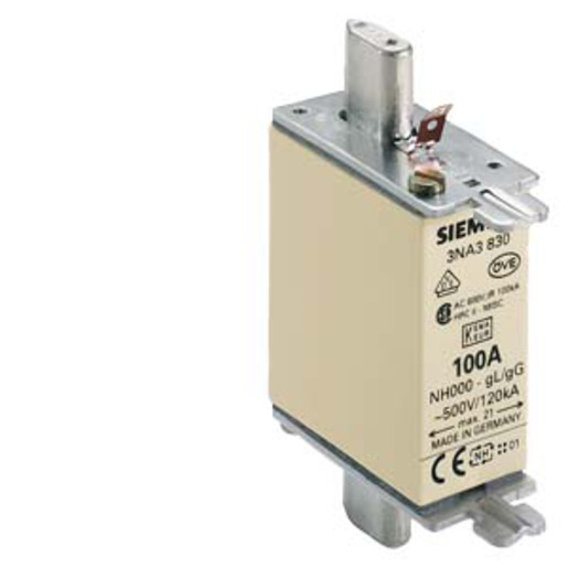 3St. Siemens 3NA3830 NH-Sicherungseinsatz, NH000, In: 100 A, 3St. Siemens 3NA3830 NH-Sicherungseinsatz, NH000, In: 100 A,