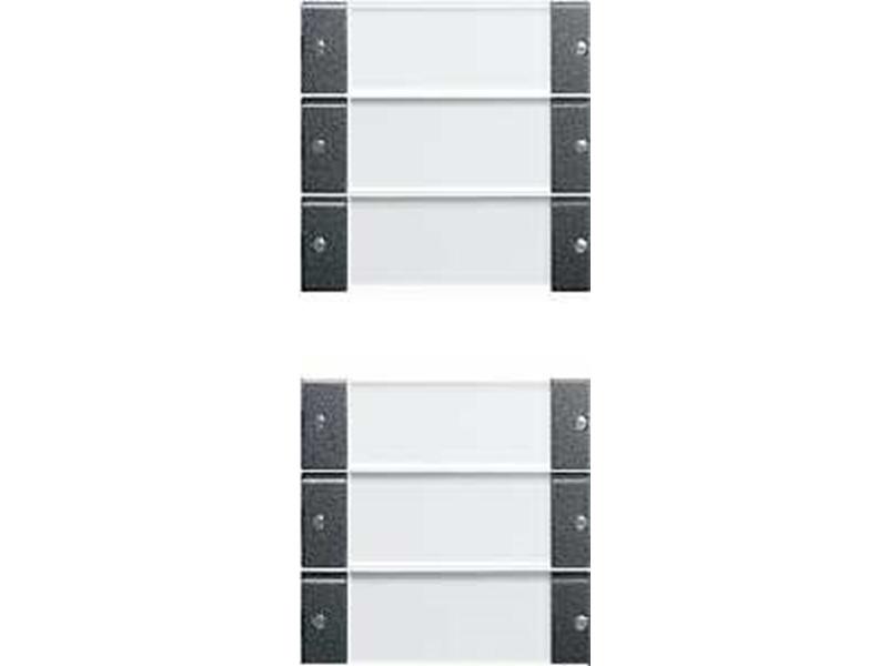 1St. Gira 213628 Wippenset 6f (3+3) mit Beschriftungsfeld System 55 Klar/Anthrazit