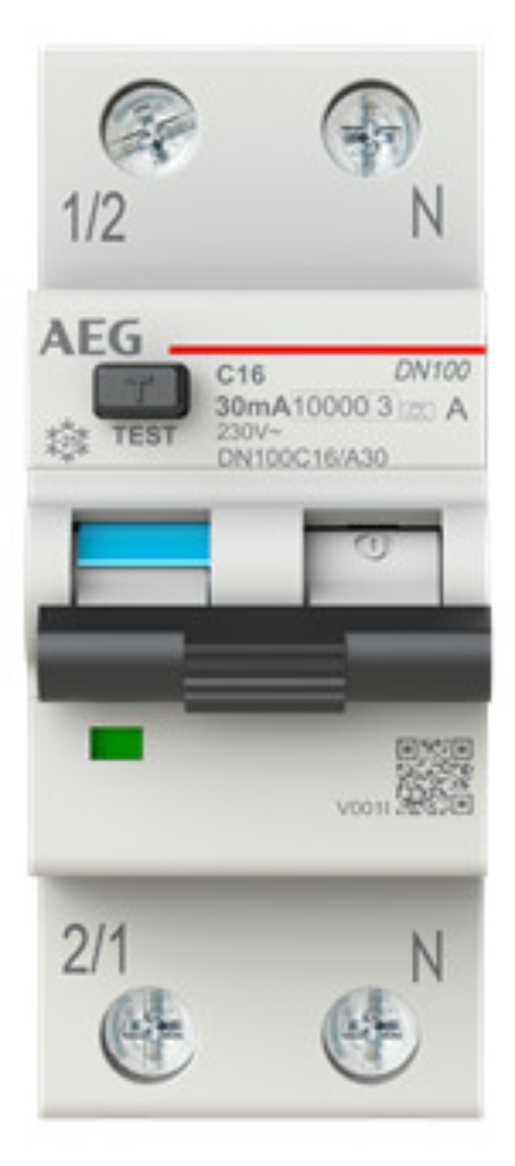 1St. AEG DN100C16/A30 LSFI-Schalter 1P+N Typ A, C-Char., 16A, 30mA, 10kA 2CSR975131R1164