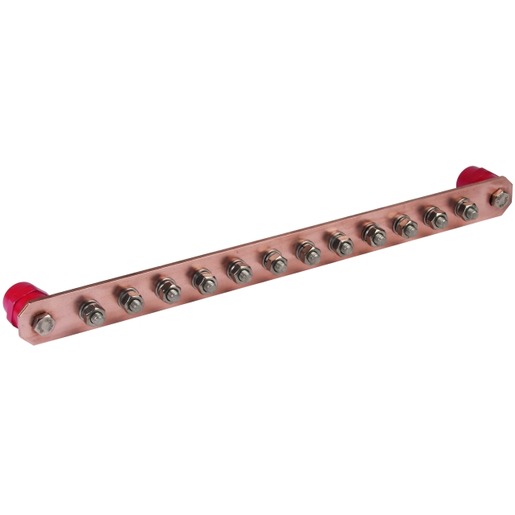 1St. Dehn 472237 PA-Schiene o. Abdeckung Cu m. Schrauben M10 f. 12 Anschlüsse PAS I 12AP M10 CU