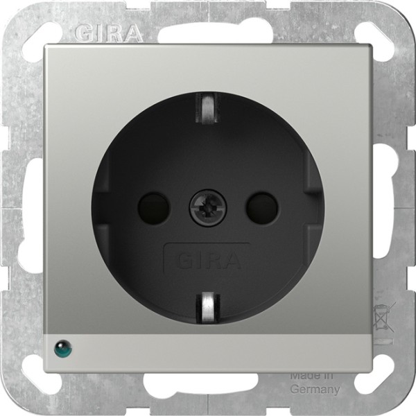 1St. Gira 4170600 SCHUKO-Steckdose 16A 250V mit LED-Orientierungsleuchte und Shutter, Edelstahl (lackiert)