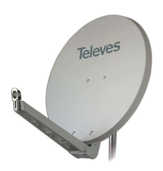 1St. Televes S75QSD-W QSD-Line Offset Reflektor BxH 75x85cm, Feedarm klappbar, TÜV geprüft, Farbe: Weiß (RAL9002)