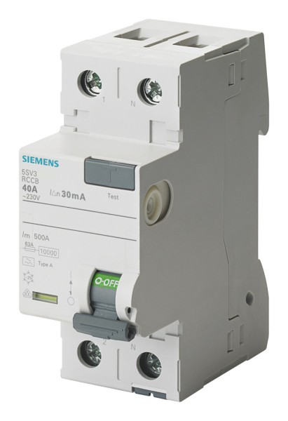 1St. Siemens 5SV3312-6 FI-Schutzschalter, 2-polig, Typ A, In: 2