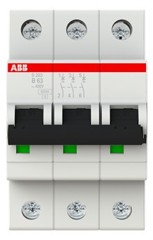 1St. ABB S203-B63 Sicherungsautomat B-Char., 6kA, 63A, 3-polig 2CDS253001R0635