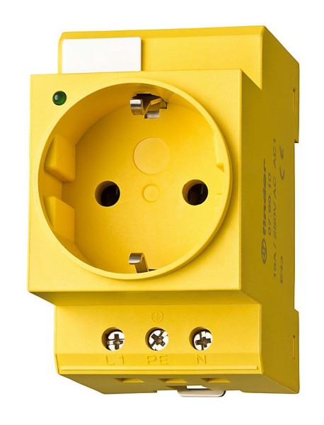 1St. Finder 079800 Steckdose für Reiheneinbau, Farbe gelb, für Wechselstrom 16 A 250 V AC1, mit LED Anzeige und Schutzkontakt 07.98.00