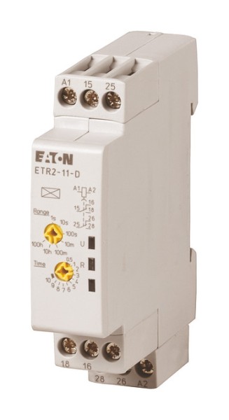 1St. Eaton 119427 Zeitrelais, 2 W, 0,05 s - 100 h, rückfallverzögert, 24 - 240 V AC 50/60 Hz, 24 - 48 V DC ETR2-12-D