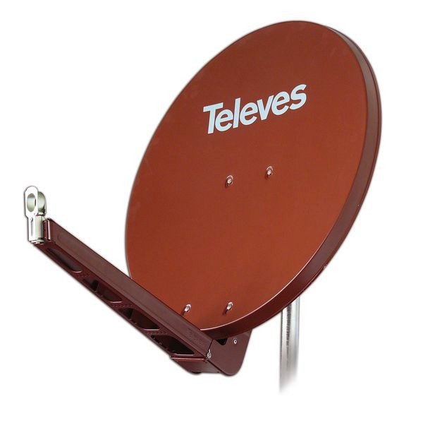 1St. Televes S75QSD-Z QSD-Line Offset Reflektor BxH 75x85cm, Feedarm klappbar, TÜV geprüft, Farbe: Ziegelrot (RAL8012)