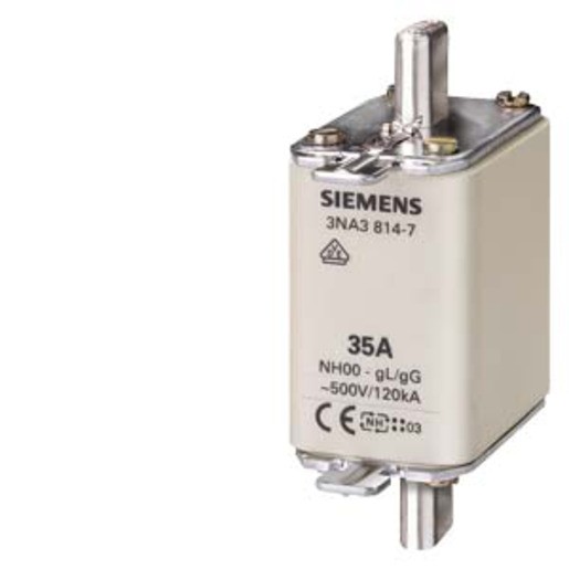 3St. Siemens 3NA3814-7 NH-Sicherungseinsatz, NH00, In: 35 A, gG