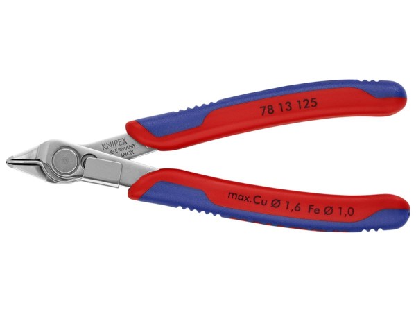 1St. Knipex 78 13 125 Elektronic Super Knips - INOX mit Drahthalter, mittelharter Draht bis d= 1 mm 125 mm