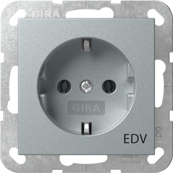 1St. Gira 445826 SCHUKO-Steckdose 16A 250V mit Aufdruck EDV, Aluminium