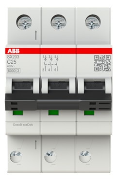 1St. ABB SX203-C25 Sicherungsautomat Flexline 6kA, 25A, 3P