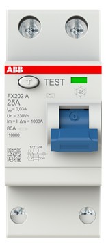 1St. ABB FX202A-25/0,03 FI-Schutzschalter 2P,25A,30mA