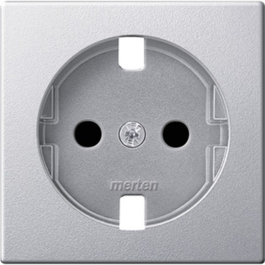 1St. Merten MEG2330-0460 Zentralplatte für Steckdosen-Einsatz, Berührungsschutz, aluminium matt, System M