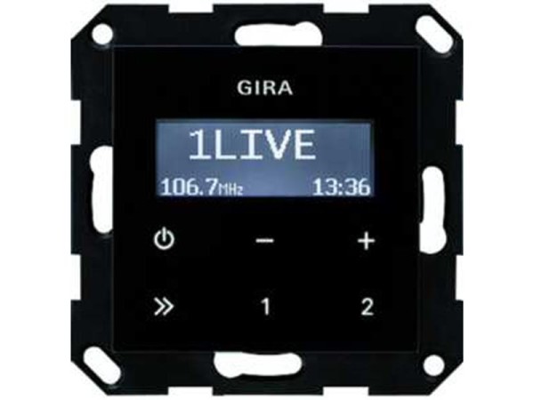 1St. Gira 228405 UP Radio RDS ohne Lautsprecher System 55 Schwarzglasoptik