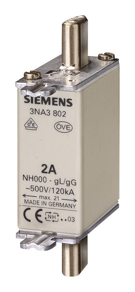 3St. Siemens 3NA3801 NH-Sicherungseinsatz, NH000, In: 6 A, gG