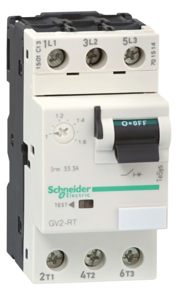 1St. Schneider Electric GV2RT04 Transformatorschutzschalter, 3p, 0,4-0,63A, Kipphebel, Schraubanschluss