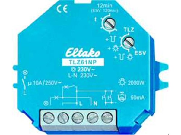1St. Eltako TLZ61NP-230V Treppenlicht-Zeitschalter 230V. 1 Schließer nicht potenzialfrei 10A/250V AC 61100102