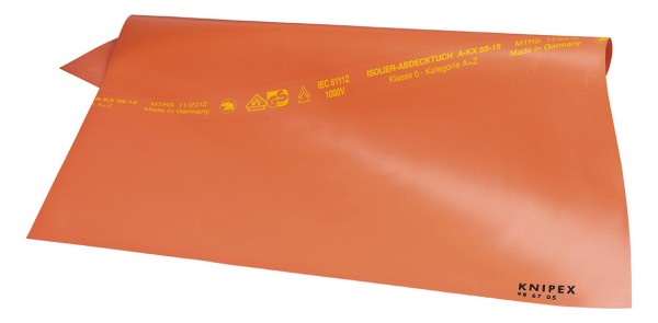 1St. Knipex 98 67 05 VDE Abdecktücher aus Gummi Tuch, orange 500 x 500 x 1,0mm