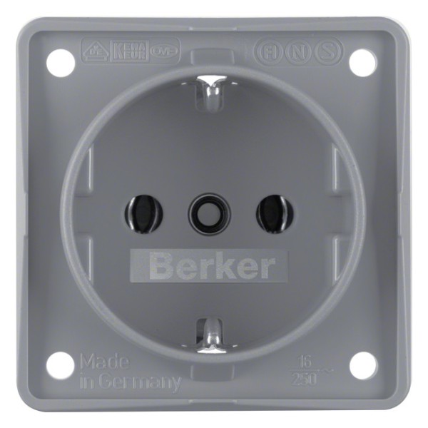 1St. Berker 941852506 Steckdose mit Schraubklemmen Integro Modul-Einsätze grau matt