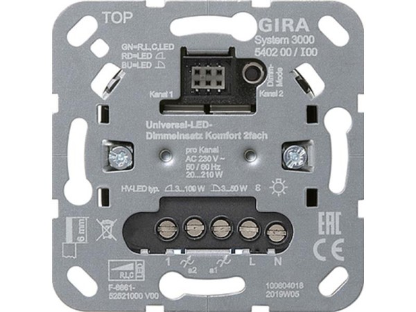 1St. Gira 540200 S3000 Universal-LED-Dimmeinsatz Komfort 2fach