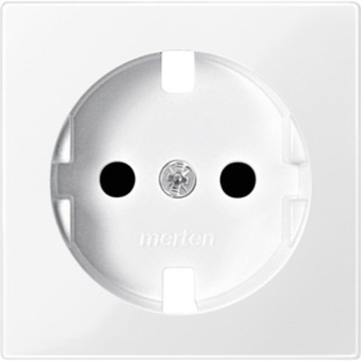 1St. Merten MEG2330-0319 Zentralplatte für Steckdosen-Einsatz, Berührungsschutz, polarweiß glänzend, System M