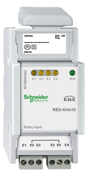1St. Schneider Electric MTN644492 Binäreingang REG-K/4x10, lichtgrau