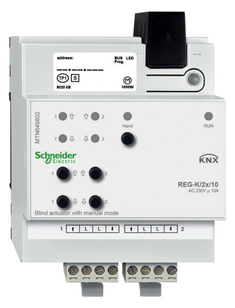 1St. Schneider Electric MTN649802 Jalousieaktor REG-K/2x/10 mit Handbetätigung, lichtgrau