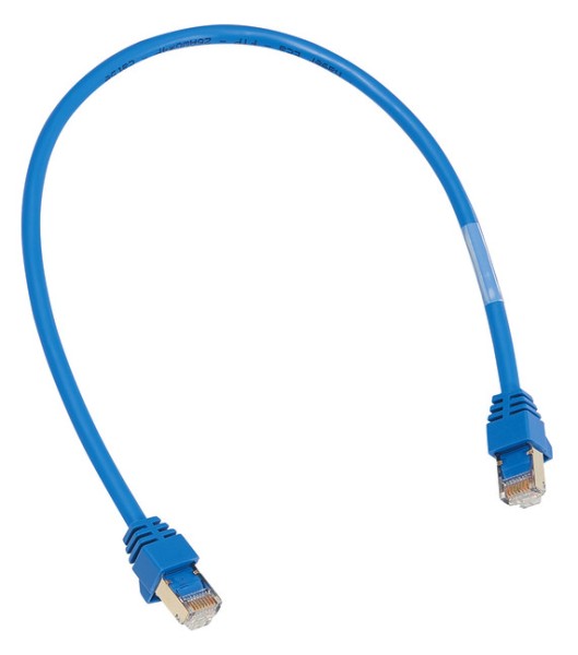 1St. Hager ZZ45WAN040 Patch-Leitung mit 2xRJ45 Stecker für WAN-Anwendung, Farbe blau, Länge 400 mm