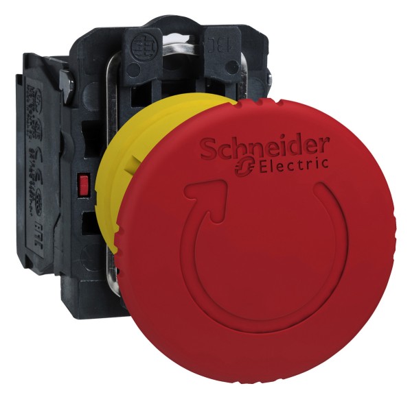 1St. Schneider Electric XB5AS8442 Not-Halt/Not-Aus-Taster, rot, Ø40, Drehentriegelung Ø22, 1Ö