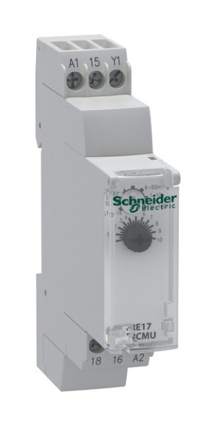 1St. Schneider Electric RE17RCMU Zeitrelais rückfallverzögert, 0,1 s-100 h, Relais 1 W, 24 VDC/24-240VAC