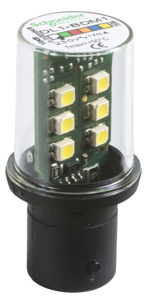 1St. Schneider Electric DL1BDM1 LED-Lampe, weiß für Befehls- u. Meldegeräte, BA 15d, 230V