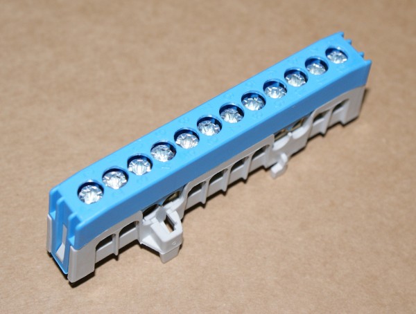 1St. Pollmann N12-F 12polig Neutralleiter N Klemme Hutschiene blau Fingersicher