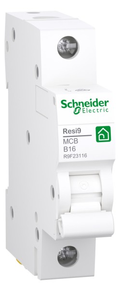 1St. Schneider Electric R9F23116 Leitungsschutzschalter Resi9 1P, 16A, B Charakteristik, 6kA