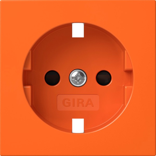 1St. Gira 4921109 Abdeckung für SCHUKO-Steckdose 16A 250V mit Shutter mit oranger Abdeckung und Aufdruck ZSV, Orange glänzend