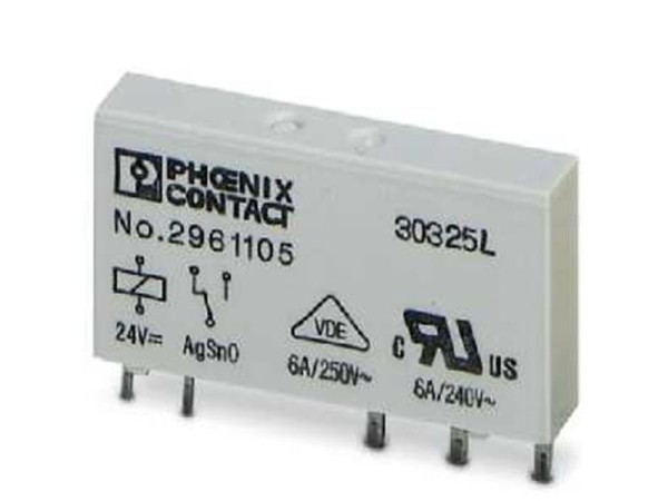 1St. Phoenix Contact REL-MR- 24DC/21AU Steckbares Miniaturleistungsrelais, mit Mehrlagen-Goldkontakt, 1 Wechsler, Eingangsspannung 24 V DC 2961121