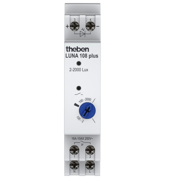 1St. Theben 1080900 Dämmerungsschalter für DIN-Schiene, Einbau-Lichtsensor LUNA 108 plus EL