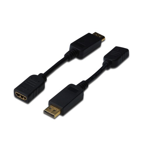 1St. Assmann AK-340408-001-S DisplayPort Adapterkabel, DP - HDMI Typ A St/Bu, 0.15m,m/Verriegelung, DP 1.1a kompatibel, UL, CE, bl